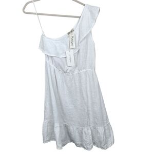 Valentina Naldi NWT 100% Linen White One Shoulder Dress Breathable Womens Size S